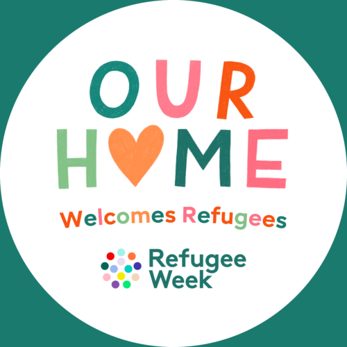 Window Sticker: Refugee Week 2024 'Our Home' Welcomes Refugees